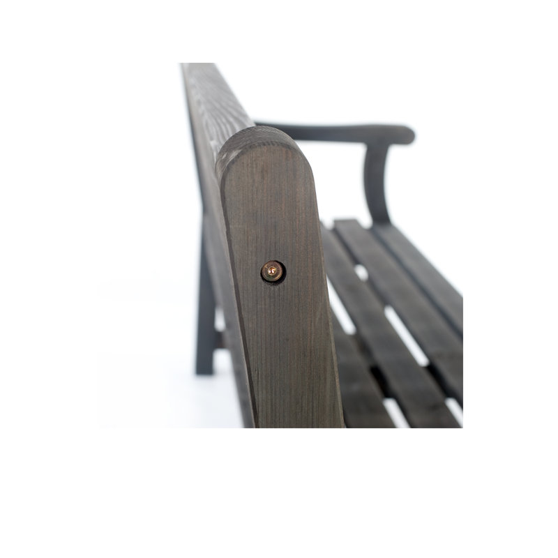 Lexi Solid Wood Pine Outdoor Bench, Dark Grey, H92 x W183 x D61cm