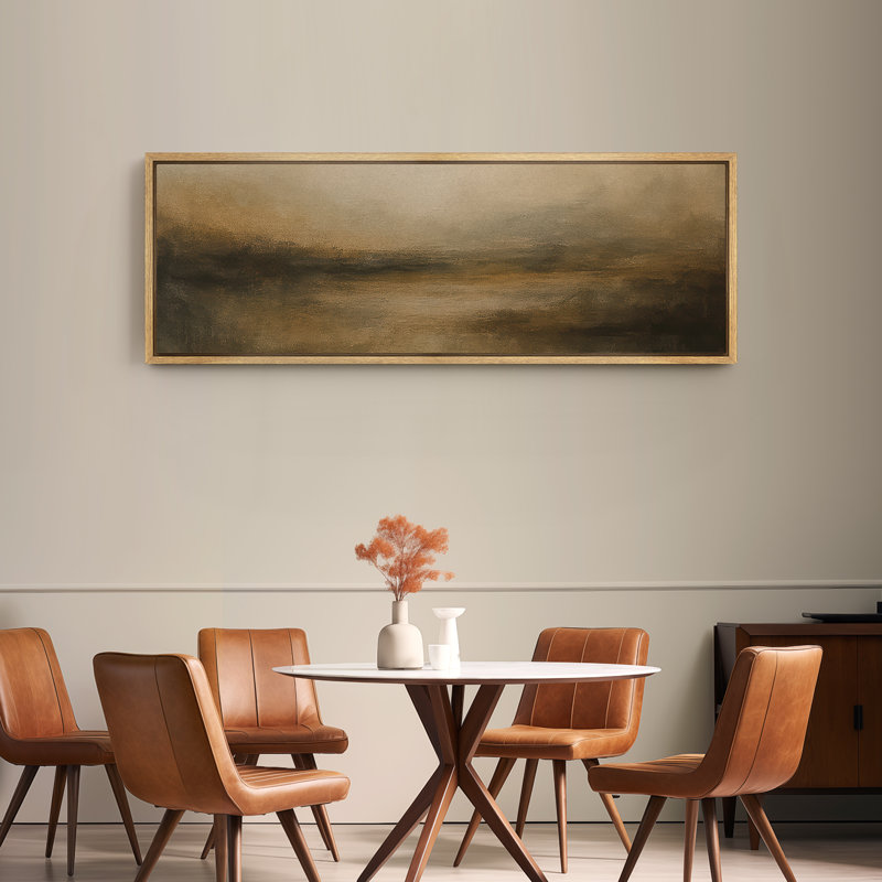 Large Framed Canvas Print Wall Art - Neutral Abstract Landscape Print for Minimalist Modern Wall Decor, 20" H x 60" W