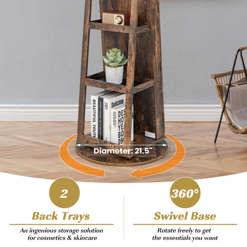 Armoire à bijoux avec miroir Macius, Café