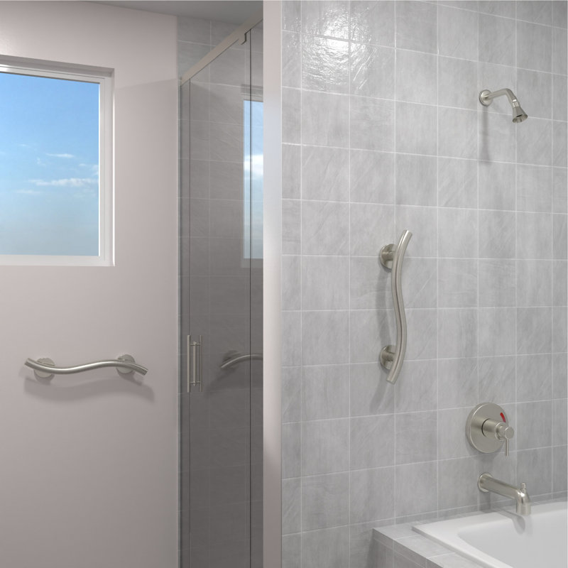 WAVE 18 in. x 1.25 in. Grab Bar, ADA Compliant for Bath and Shower Safety (500 lb. Capacity) in Brushed Stainless, 18