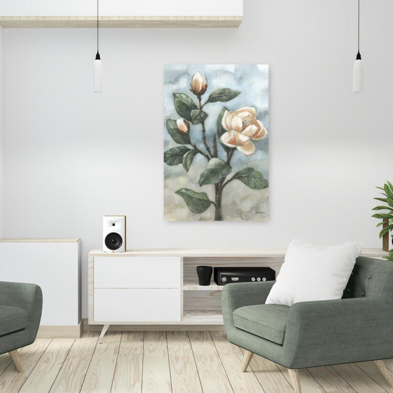 Art contemporain de paysage de fleur de magnolia, H 36 po x l 24 po