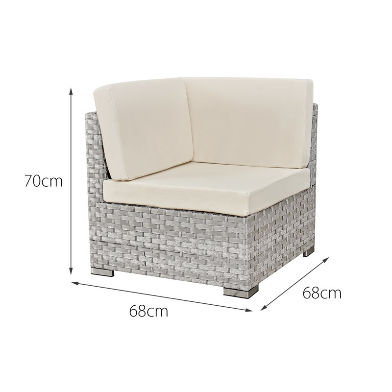 Trinidad Rattan 4 Seat Modular Chaise Lounge Set, Dove Grey