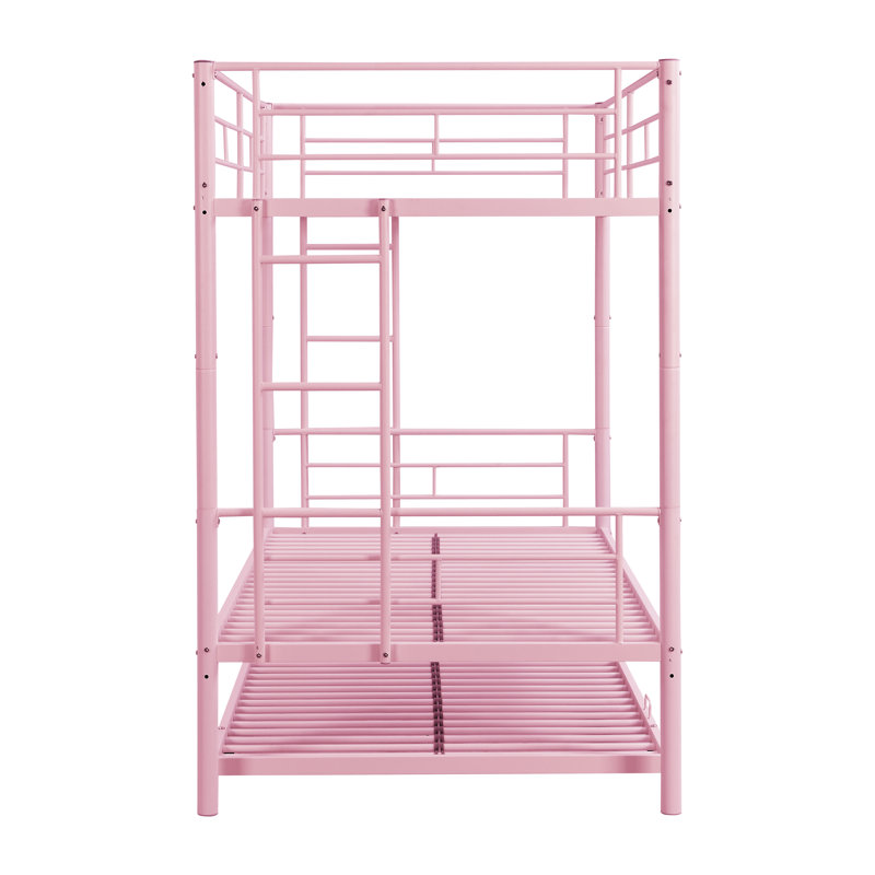 Lit superposé avec lit gigogne METAL , Rose