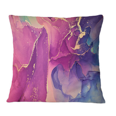 Coussin décoratif imprimé mauve et mauve liquide fuchia Art Modern