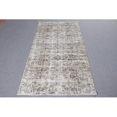 Tapis de couloir turc rétro fait à la main dans des tons neutres, idéal pour un couloir bohème et une décoration intérieure unique