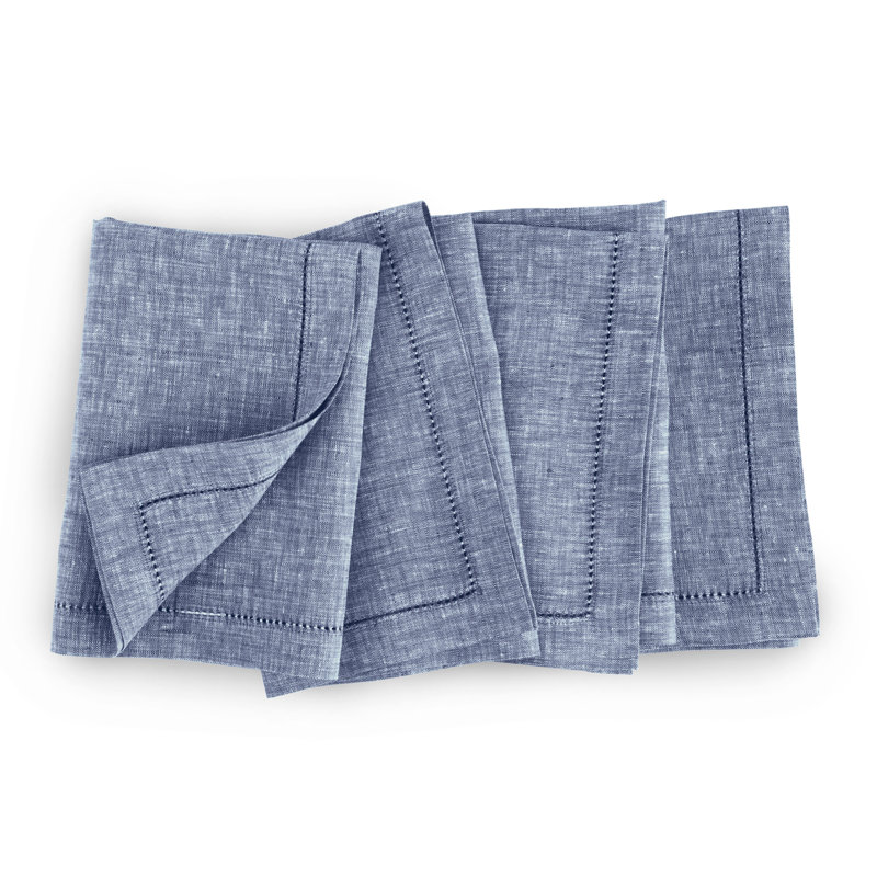 Milan - 100% Pure Linen Dinner Napkins, Chambray Indigo