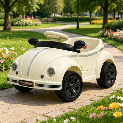 Voiture tout-petit 12V avec télécommande 2,4G, jouet électrique rétro anti-basculement pour enfants Bluetooth