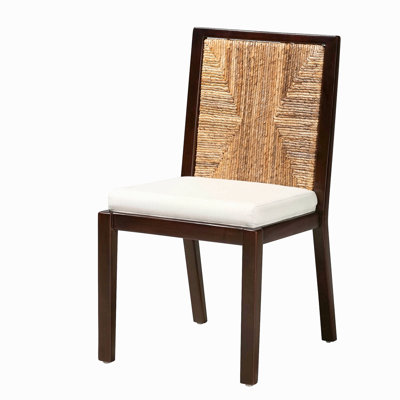Chaise de salle à manger en bois tissé avec coussin de siège rembourré Cuisine et salle à manger