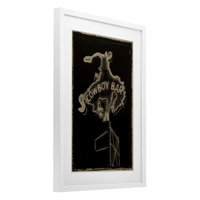 Cowboy Bar on Black, reproduction encadrée sous verre, design par Grotto Studios