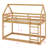 Twin Over Twin House-Shaped Rubber Wood Floor Bunk Bed – Ladder & Guardrails Included-119283227