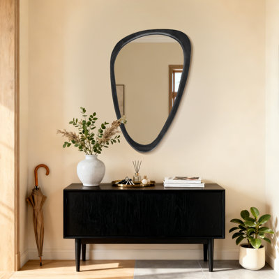Irregular Natural Wood Frame Wall Mirror
