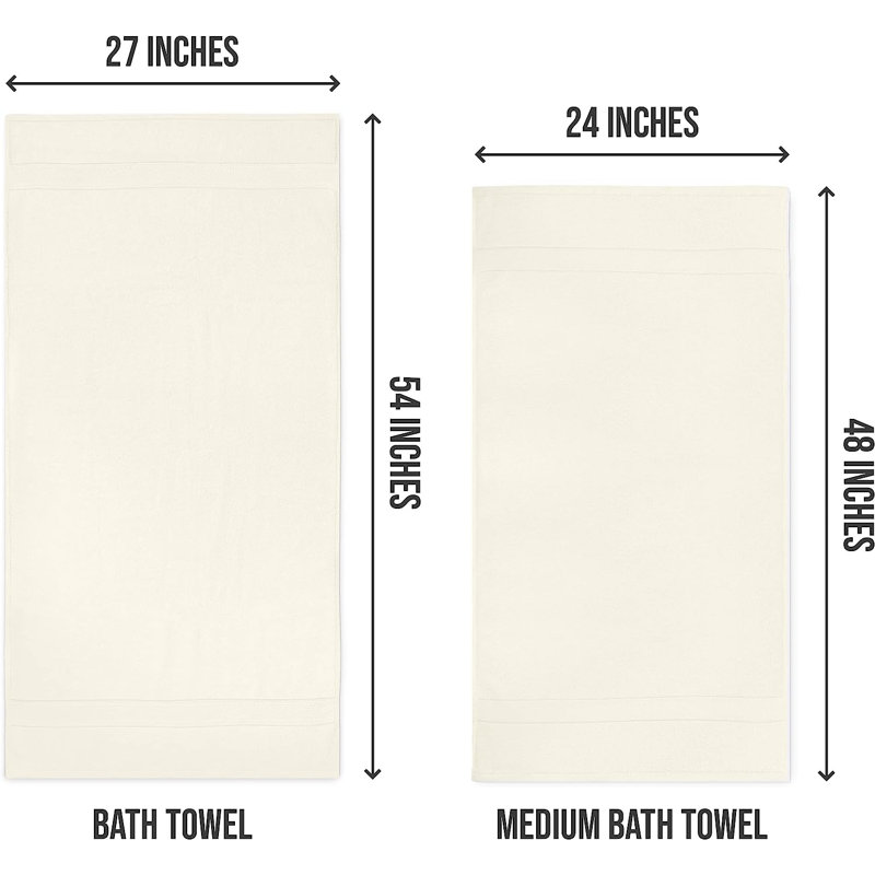 Ensemble de 6 serviettes pour salle de bain Dyshaun, Ivoire