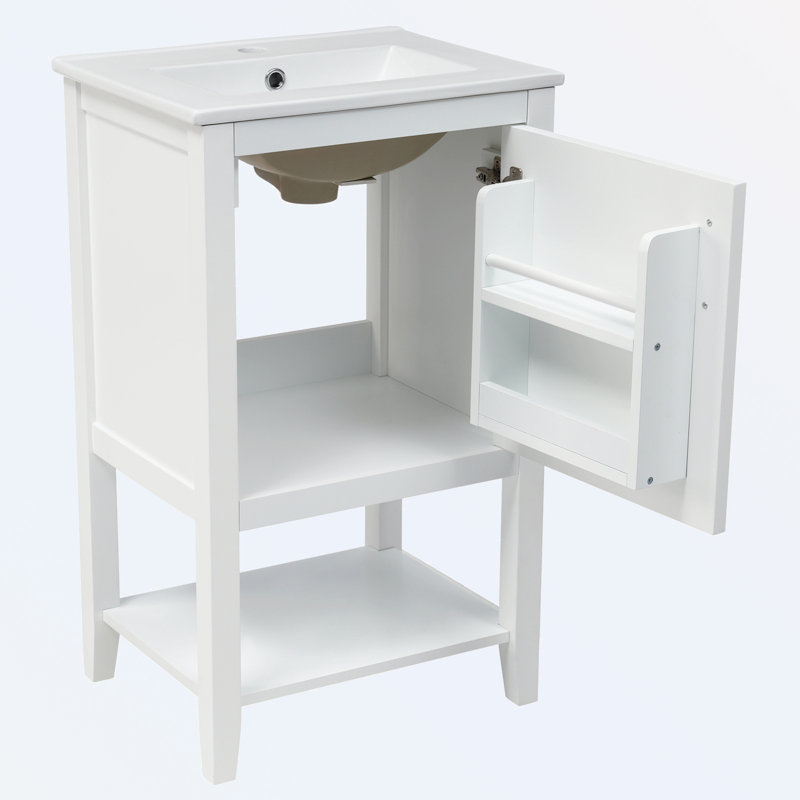 Laroque 20 " W 1 Single Vanity Bathroom Vanity With Ceramic Top, White