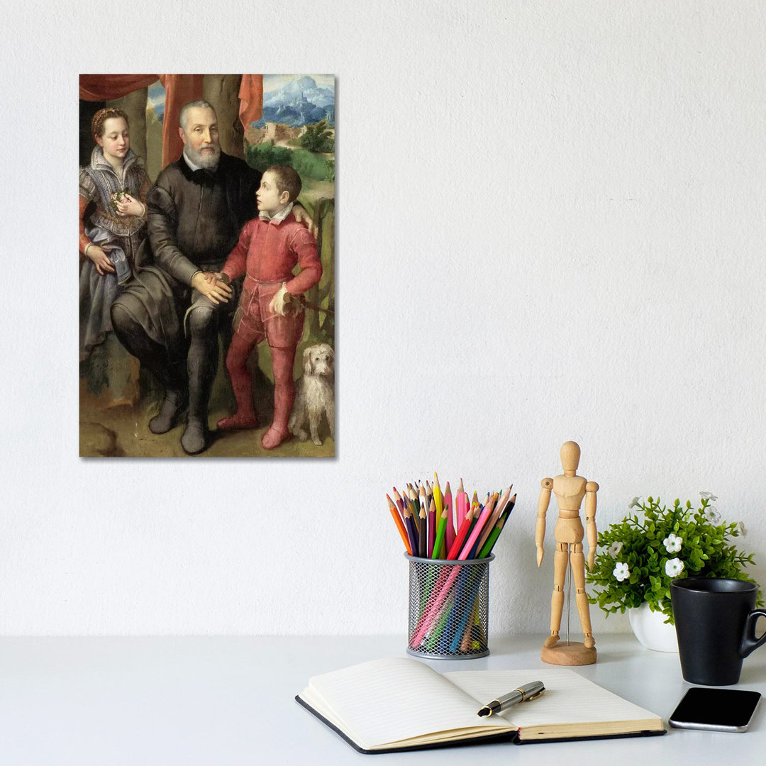 Portrait Of The Artist's Family: Minerva (Sister), Amilcare (Father) And Asdrubale (Brother), 1559 by Sofonisba Anguissola - Wrapped Canvas Painting