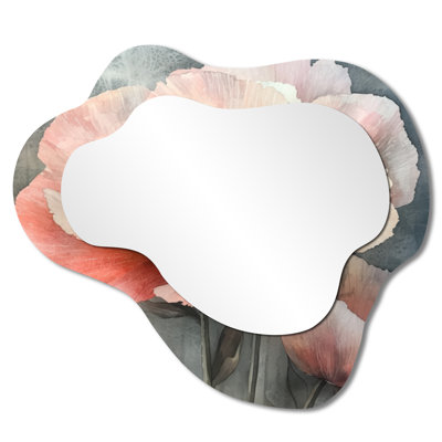 Pivoine rose délavé dansant sur pierre - miroir mural décoratif coquelicots, miroir de coiffeuse traditionnel, imprimé sur métal