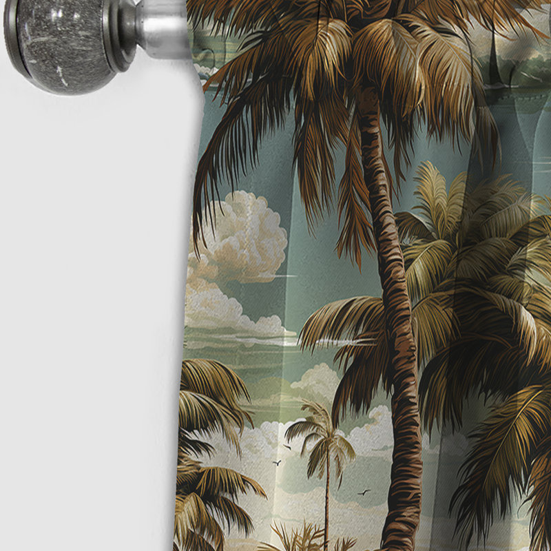 Cocoteraie motif tropical I - Rideau floral - Rideau occultant floral - 1 panneau, L 52 po x L 120 po