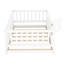 Lit simple blanc au sol - Pin, clôture, porte et 7 lattes en bois de pin, blanc, pour '-919671252-919671254