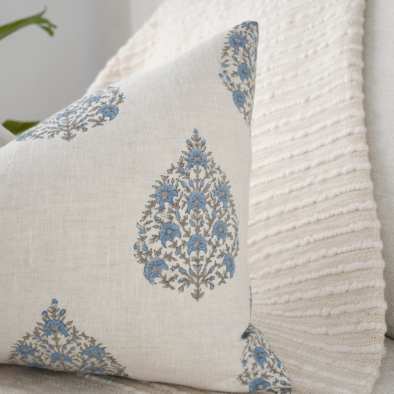 Imprimé floral bleu, Square 18", 1 Pillow Set