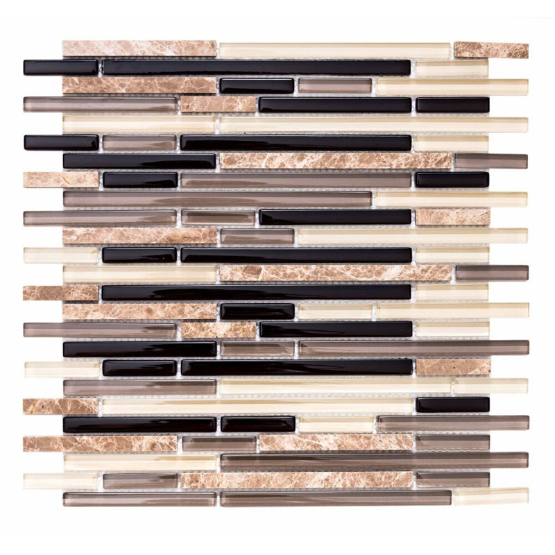 Victory 1" x 3" Glass Mosaic Wall Tile, Brown