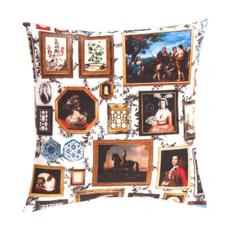 Turkish Fine Silk Style Pillow in Light Pink/Beige/Black/Yellow, White/Red/Olive, 16" H x 16" W
