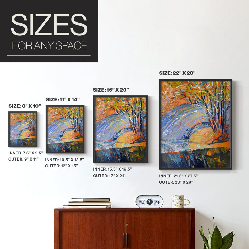 «Cadmium Winter Solstice III», reproduction encadrée - bois massif, Cadre simple noir, H 14 po x l 11 po