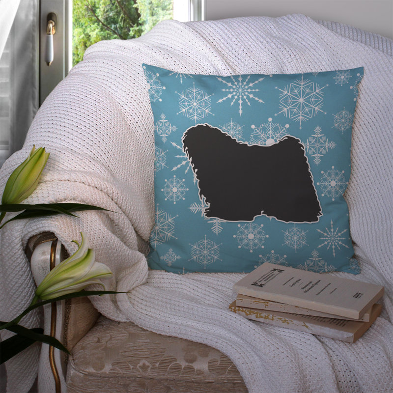 Winter Snowflakes Indoor/Outdoor Throw Pillow, 14" H x 14" W x 3" D