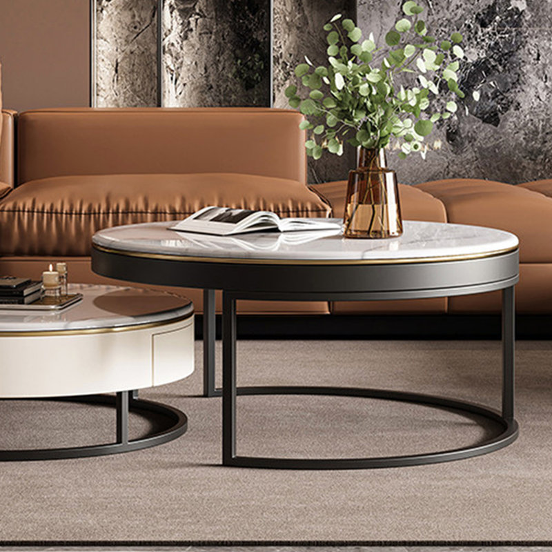 Ensemble de tables basses Modern, Gris / Noir, H 15,7 po x l 31,5 po x P 31,5 po