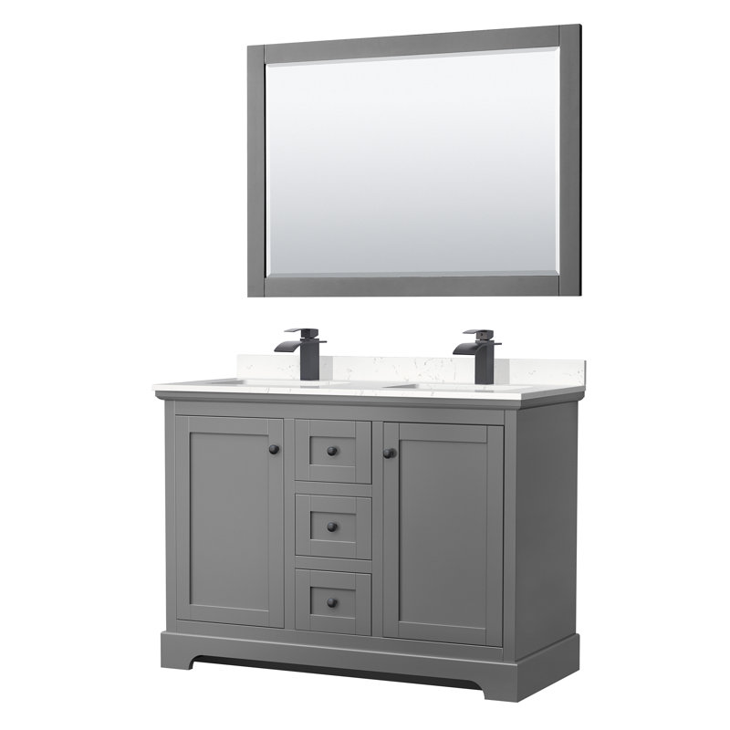 Avery 48'' Dark Gray Double Bathroom Vanity with Marble Top