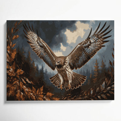 Birds Sharp shinned Hawk Brown Canvas Wall Art