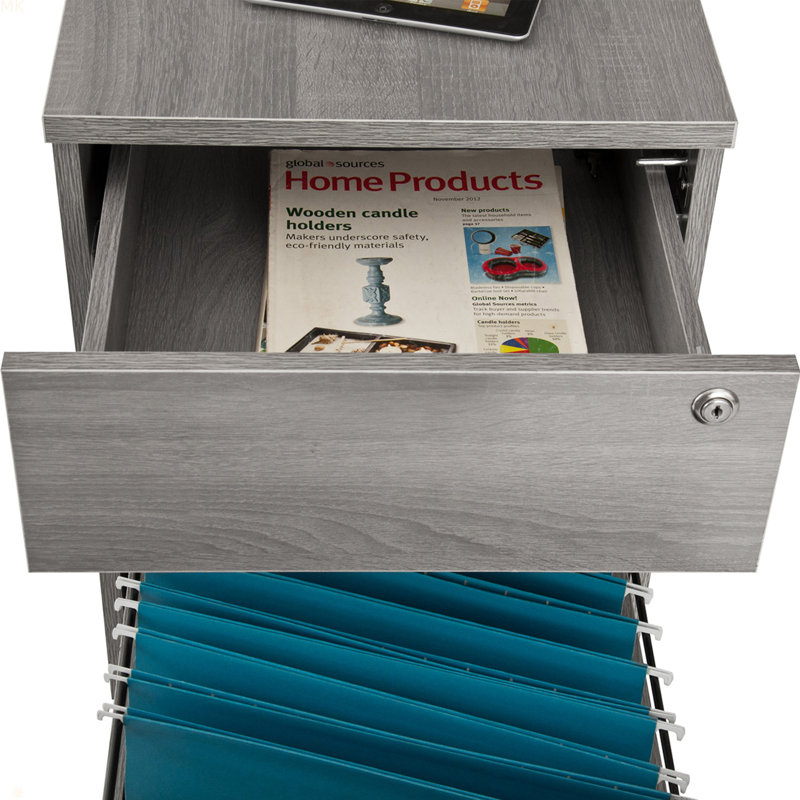 Techni Mobili Rolling Two Drawer Vertical Filing Cabinet With Lock And Storage