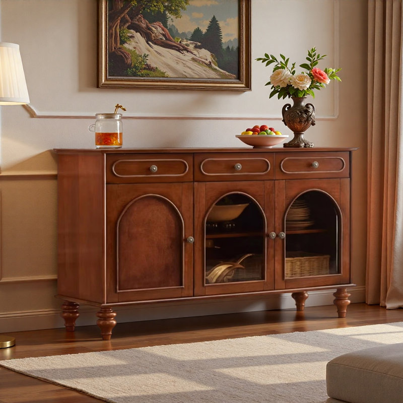 Buffet rétro en bois massif, H 33,46 po x l 59,06 po x P 15,75 po
