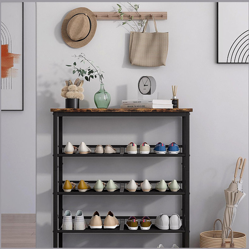 Étagère à chaussures réglable à 5 couches, avec 4 tablettes en filet