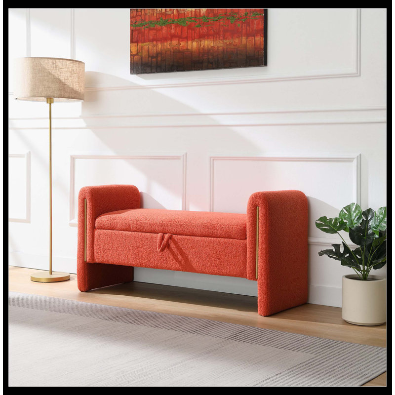Banc de bout avec accoudoirs et rangement Modern, Orange