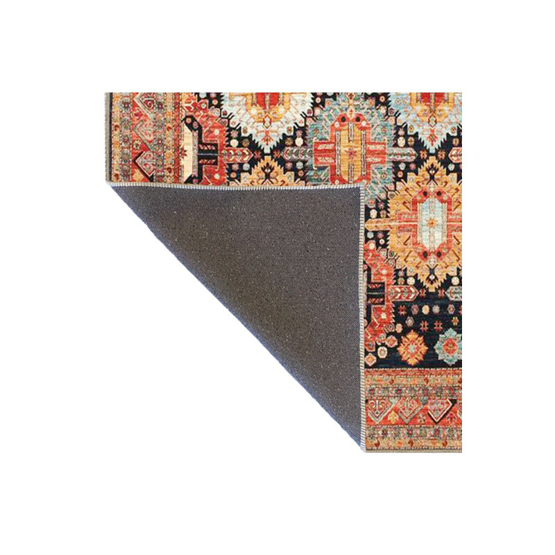 Tapis jaune à motif traditionnel lavable, Sous-tapis rectangulaire de 3 pi 3 po x 4 pi 11 po
