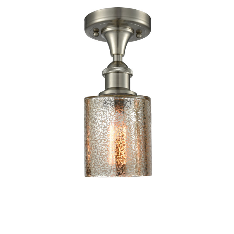 Leilani Glass Semi Flush Mount, Mercury, Brushed Satin Nickel