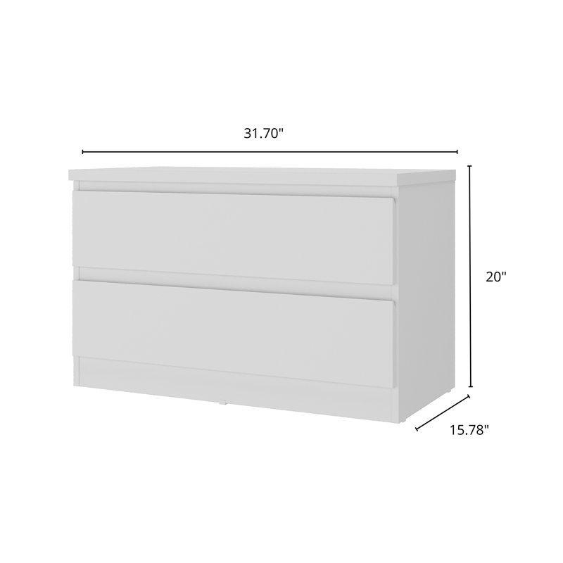 Table de chevet moderne à deux tiroirs, Blanc