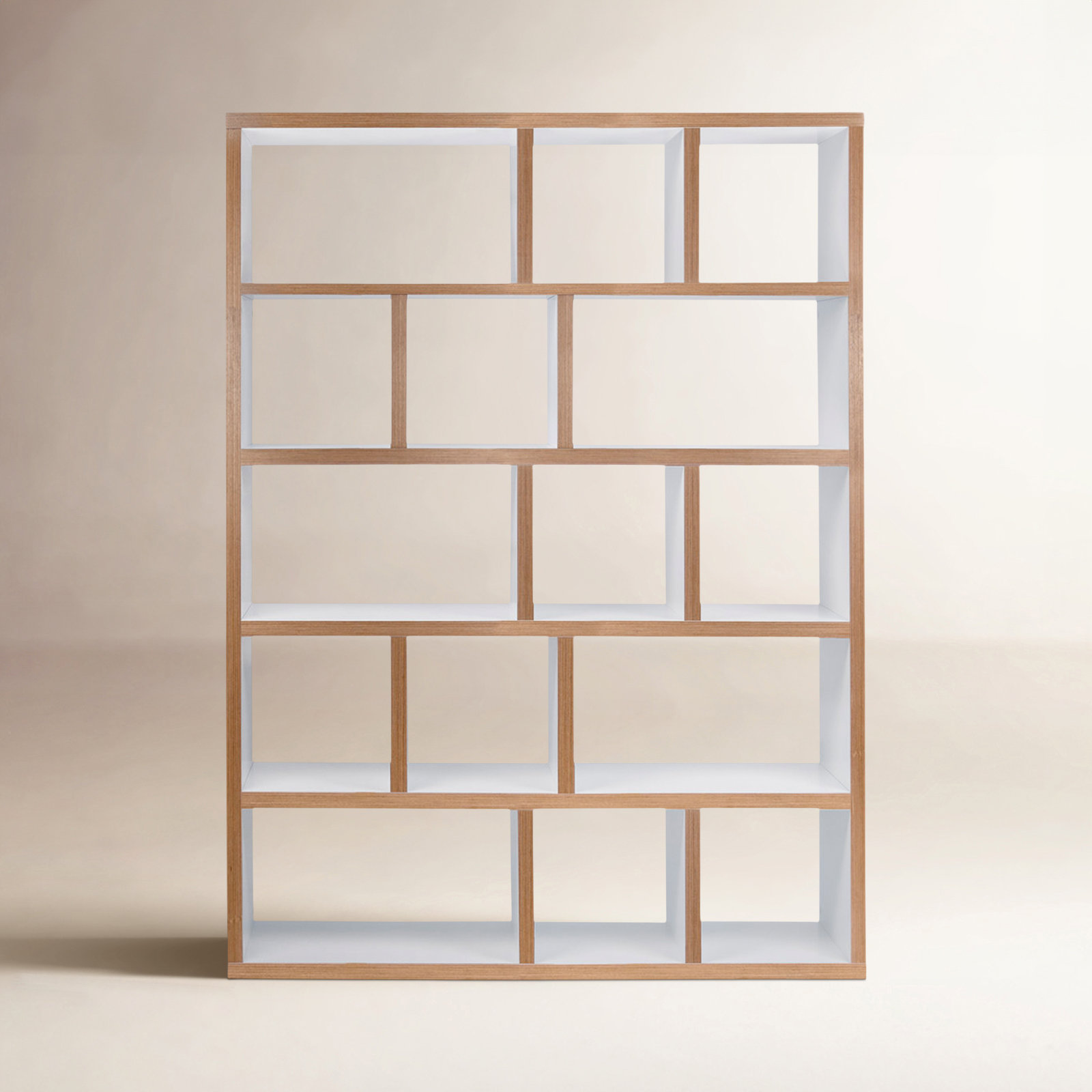 Stetson Manufactured Wood Bookcase , Pure White/Plywood, (5 Shelves) 78" H x 59" W x 13" D