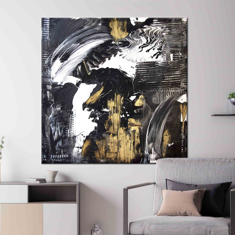 Modern Abstract Art Canvas Print For Luxury Wall Decor With Shimmering Contemporary Aesthetic For Sophisticated Home And Office Spaces