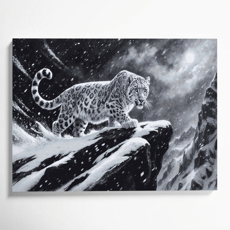 Wildlife Snow Leopard Gray Canvas Wall Art, 11" H x 14" W