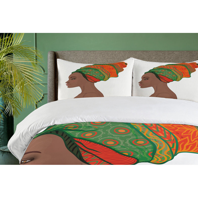 Twin Scarlet Green Chocolate African Duvet Cover Set