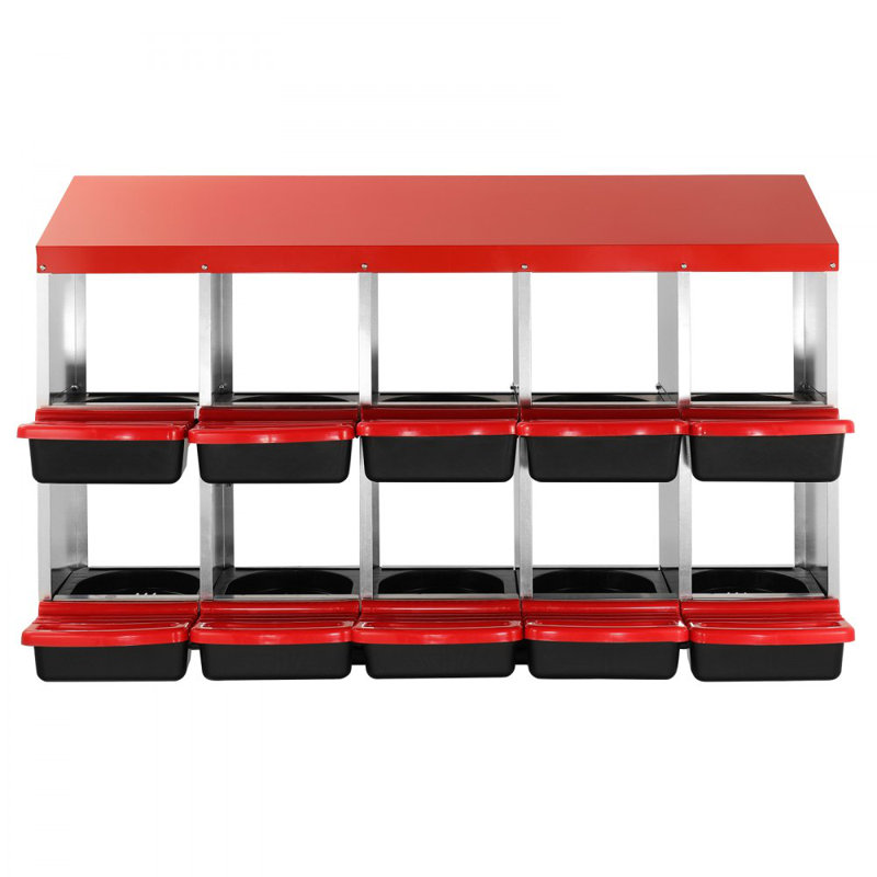 10-Compartment Chicken Nest Box Mental Box with Inclined Nesting Boxes