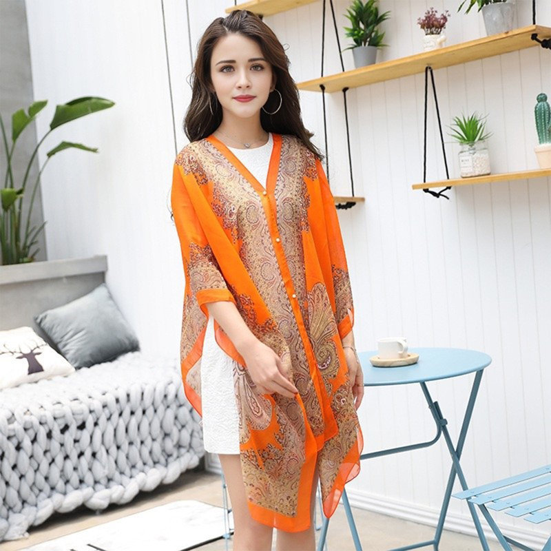Peignoir en dentelle au genou, Orange