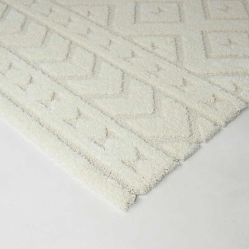 Tapis crème à motif géométrique à treillis, Rectangle 7 pi 10 po x 10 pi
