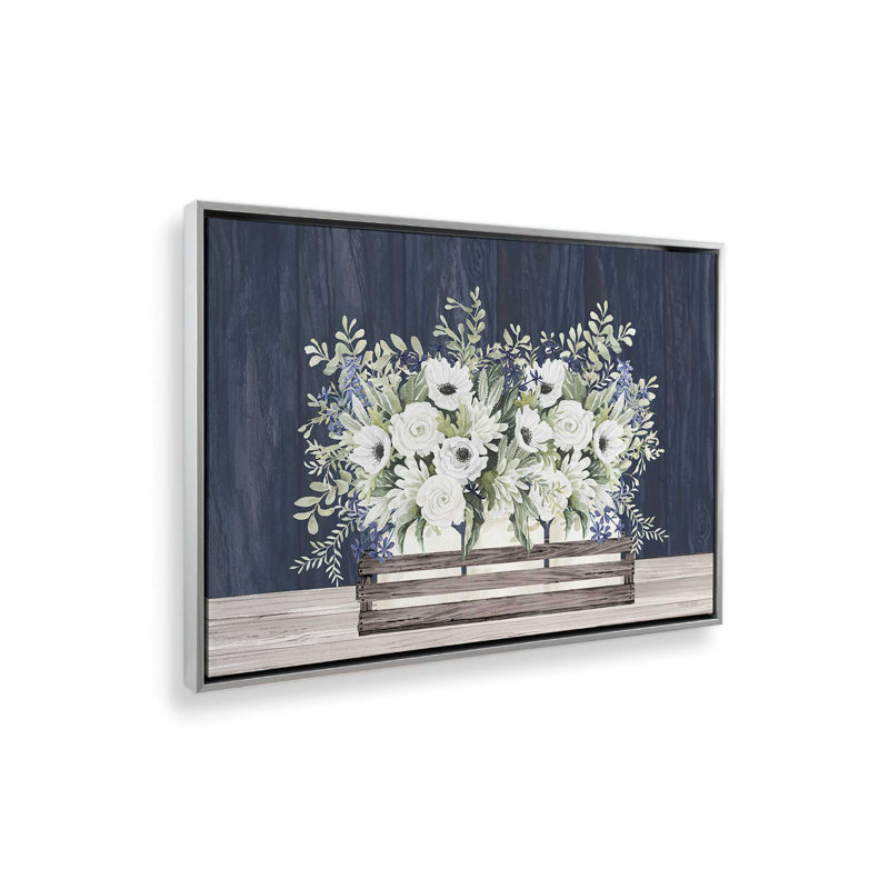 «Touch of Blue» par Cindy Jacobs, reproduction d'art, L 32 po x H 24 po, Silver, Framed Canvas