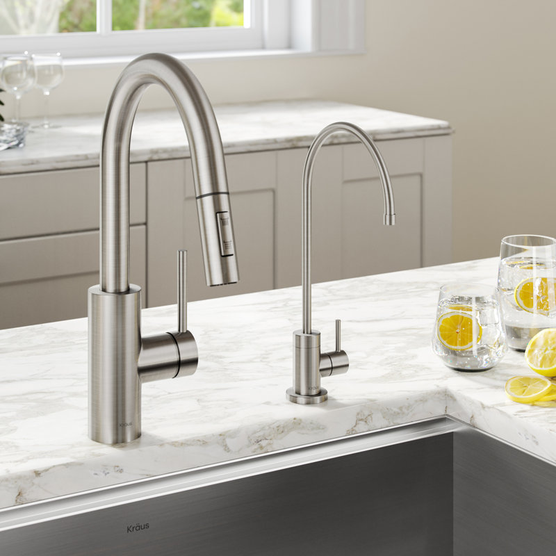 KRAUS Oletto Pull-Down Kitchen Faucet, Spot Free Stainless Steel