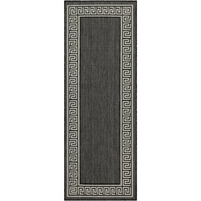 Sunshine Gchar2002 Anthracite Area Rug, 5 Ft. 3 In. X 7 In., Indoor/outdoor, Elegant Border, Polypropylene, Stain , , Fits Living Room And Deck 5.25 7.25 Indoor-outdoor, Underneath Furniture Patio