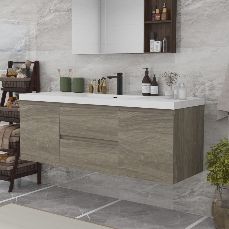 Meuble-lavabo mural, Gris