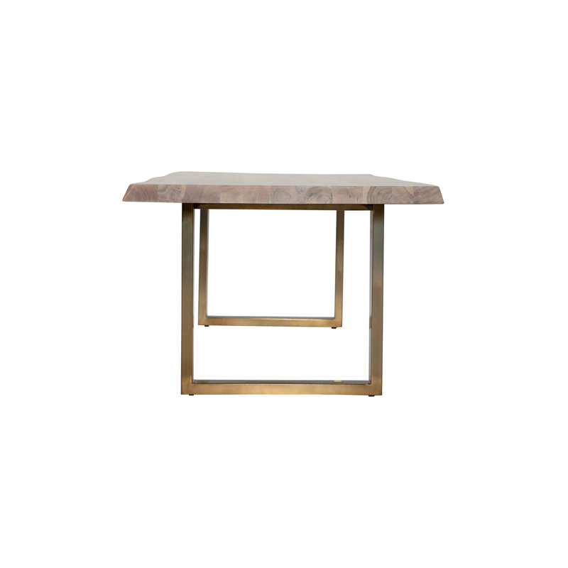 Brooks Dining Table, White Wash, Brass, 29.75"H x 79"L x 40"W