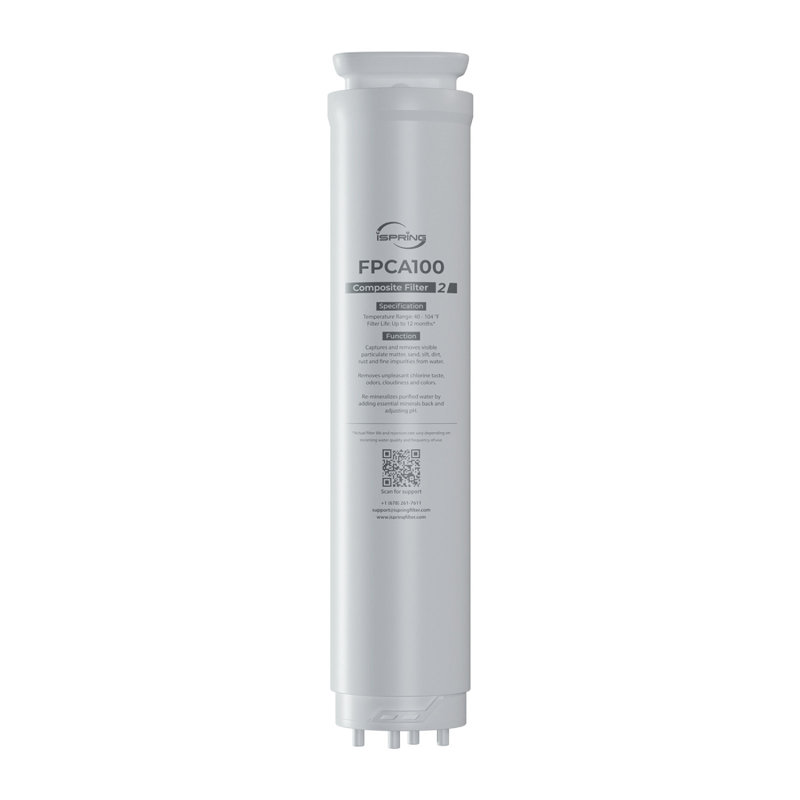  Filtre de remplacement iSpring FPCA100 pour système d'osmose inverse de comptoir RCD100HCG, filtre composite, avec sédiments en PP, charbon actif et milieu alcalin, cycle de remplacement: jusqu'à 12 mois
