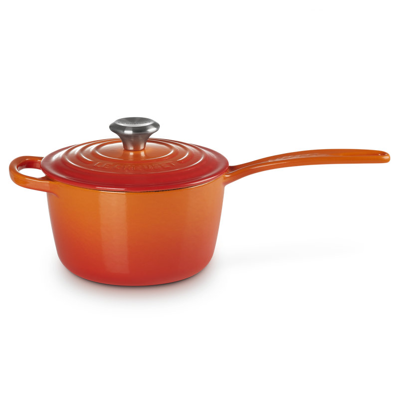 Le Creuset Enameled Cast Iron Saucepan with Lid, 1.75 qt., Flame